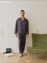 SilkSilky-UK 19Momme Long Sleeve Notch Collar Men's Pyjamas video 001