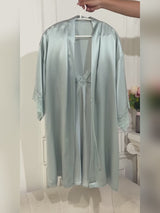 SilkSilky-UK 3/4 Sleeve V Neck Nightdress&Dressing gowns video 001