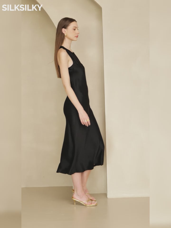 SilkSilky-UK-19Momme-Silk-Sleeveless-Round-Neck-Dress-video-001