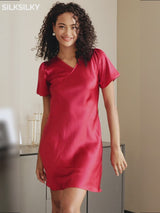 SilkSilky-UK Short Sleeve V Neck Nightdress video 001