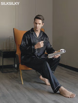 SilkSilky-UK Long Sleeve Notch Collar Men's Pyjamas video 001