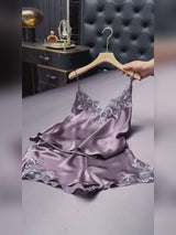 SilkSilky-UK Spaghetti Strap V Neck Camisole Set video 001