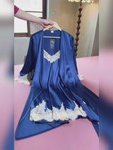 SilkSilky-UK 3/4 Sleeve V Neck Nightdress&Dressing gowns video 001