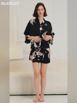SilkSilky-UK 19Momme 3/4 Sleeve Women's Dressing Gown video 001
