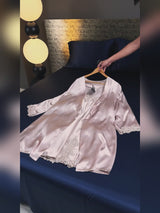 SilkSilky-UK 3/4 Sleeve V Neck Nightdress&Dressing gowns video 001