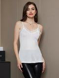 SilkSilky UK Silk Knitted Sleeveless V Neck Camisole White 004