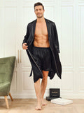 SilkSilky UK Pure Silk Long Sleeve Mens Robe Black 004