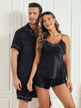 [Black] SilkSilky-UK Pure Silk Short Sleeve Couple 003
