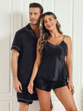 SilkSilky UK Pure Silk Short Sleeve Couple Black 003