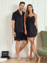 [Black] SilkSilky-UK Pure Silk Short Sleeve Couple 003