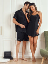[Black] SilkSilky-UK Pure Silk Short Sleeve Couple 004