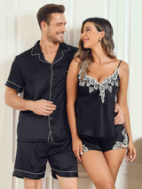 [Black] SilkSilky-UK Pure Silk Short Sleeve Couple 005