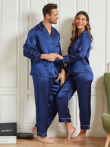 [Dark Blue] SilkSilky-UK Pure Silk Long Sleeve Couple 003