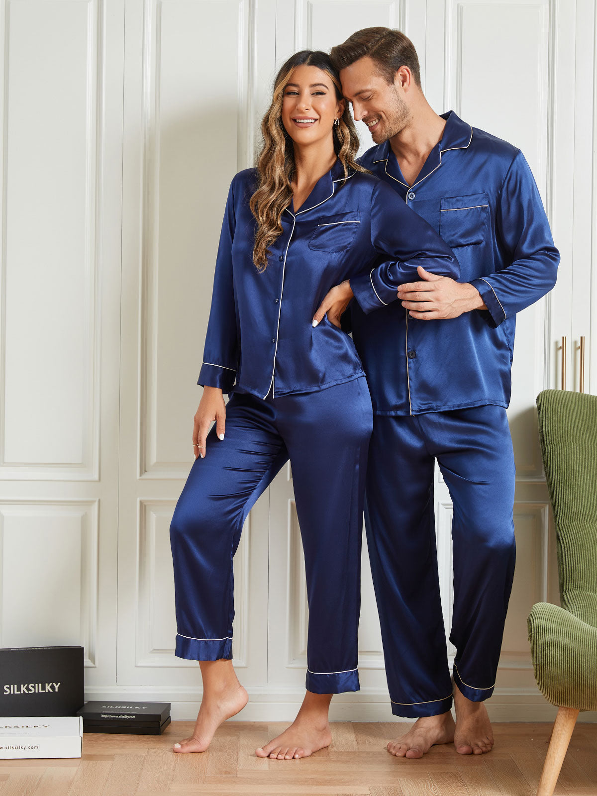 Silk Husband And Wife Matching Pyjamas Silksilky Pure Silk