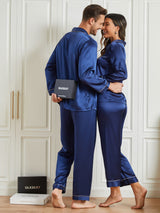 [Dark Blue] SilkSilky-UK Pure Silk Long Sleeve Couple 005