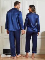 [Dark Blue] SilkSilky-UK Pure Silk Long Sleeve Couple 002