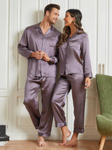 [Purple Gray] SilkSilky-UK Pure Silk Long Sleeve Couple 003