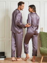[Purple Gray] SilkSilky-UK Pure Silk Long Sleeve Couple 002