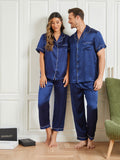 SilkSilky UK Pure Silk Short Sleeve Couple DarkBlue 004