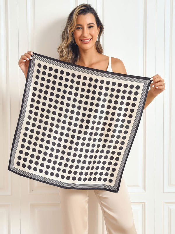 Pure Silk Dot Pattern Square Scarf 68x68cm/26.8