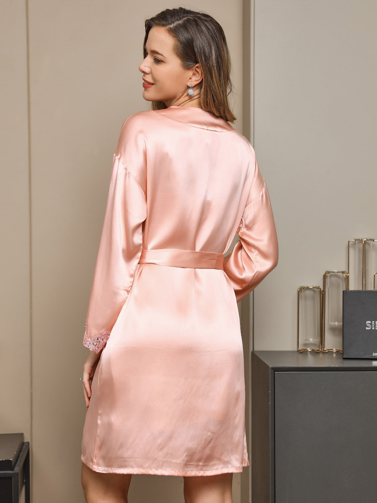 [Pink] SilkSilky-UK Pure Silk Sleeveless V Neck Nightdress 002