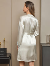 [MintGreen] SilkSilky-UK Pure Silk Long Sleeve Nightgown&Robe Set 002