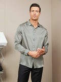 SilkSilky UK Silk Long Sleeve Collar Men's Shirt Black 004