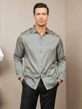 SilkSilky UK Silk Long Sleeve Collar Men's Shirt Black 005