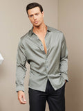 SilkSilky UK Silk Long Sleeve Collar Men's Shirt Black 006