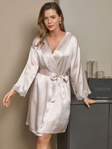 [Beige] SilkSilky-UK Pure Silk Sleeveless V Neck Nightdress 004