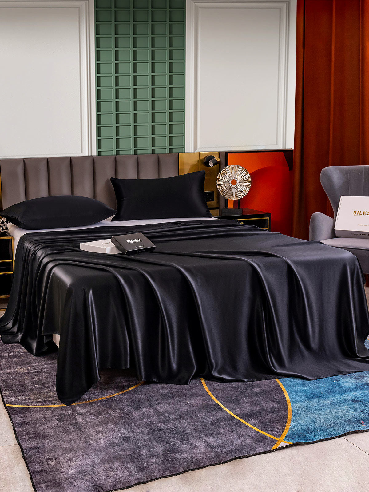 [Black] SilkSilky-UK 25Momme Pure Silk Bedding Set 003