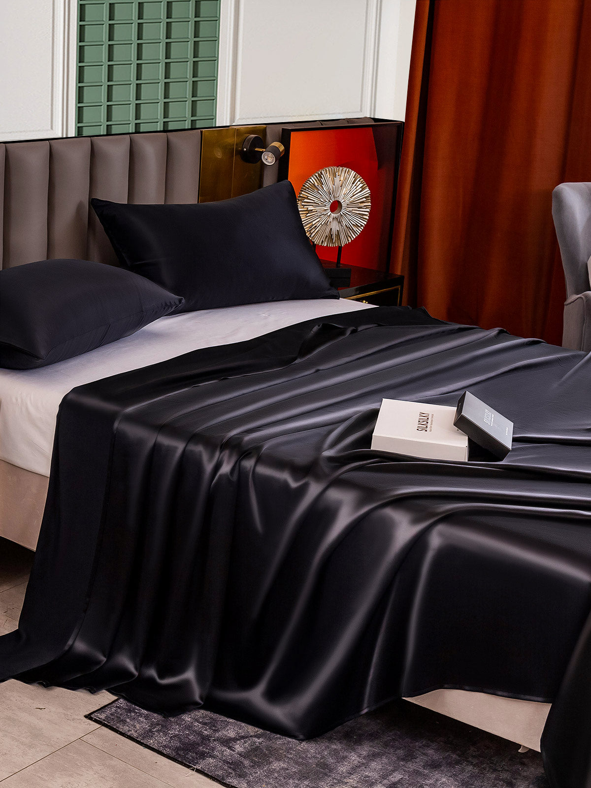 [Black] SilkSilky-UK 25Momme Pure Silk Bedding Set 004