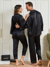 [Black] SilkSilky-UK Pure Silk Long Sleeve Couple 002