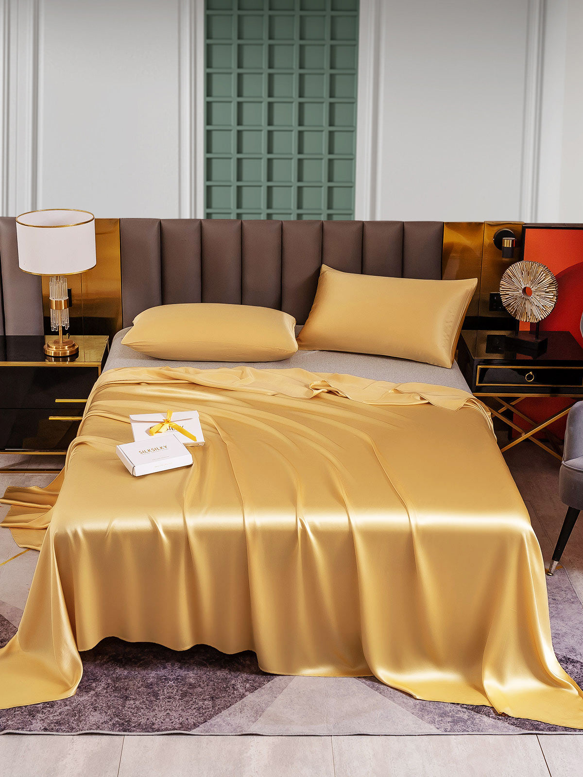 [Champagne] SilkSilky-UK 25Momme Pure Silk Bedding Set 001