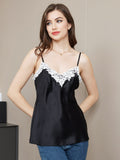 SilkSilky UK Pure Silk Sleeveless V Neck Camisole Black 001