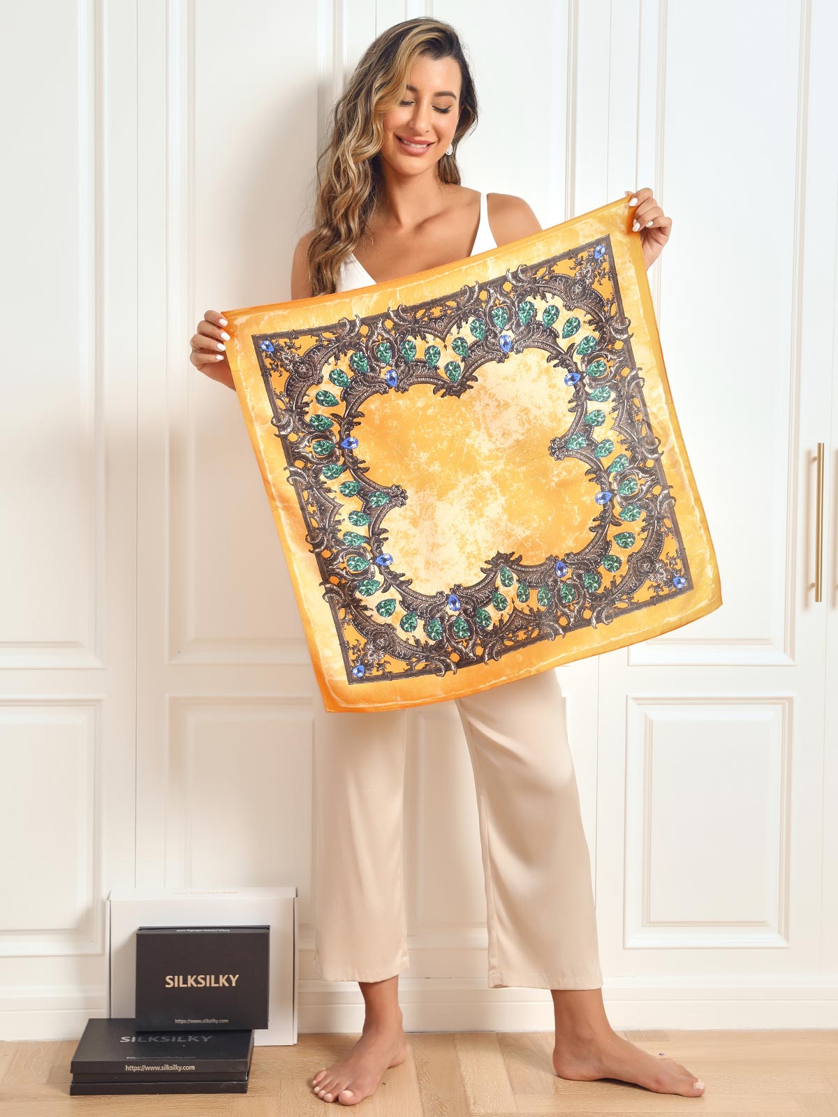 [P052] SilkSilky-UK Pure Silk Scarf 002