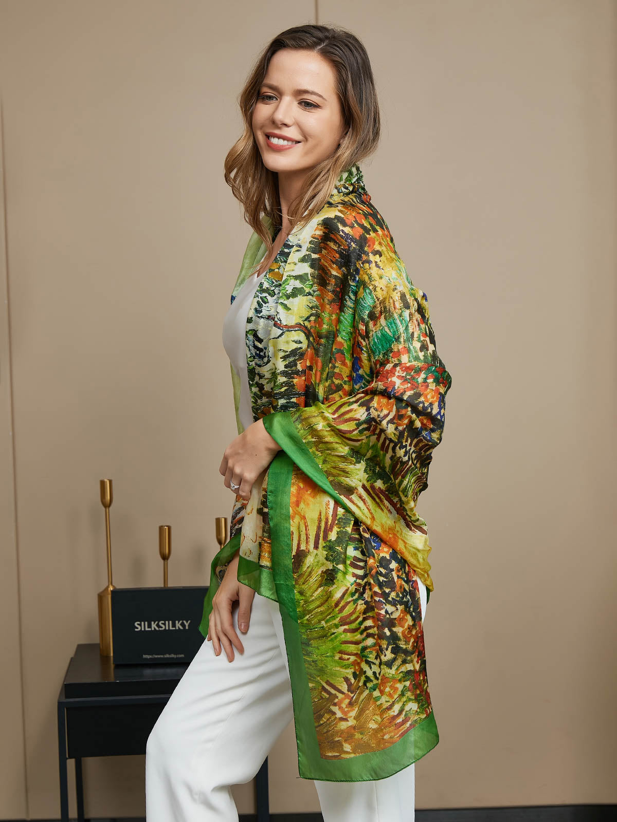 [P072] SilkSilky-UK Pure Silk Scarf 005