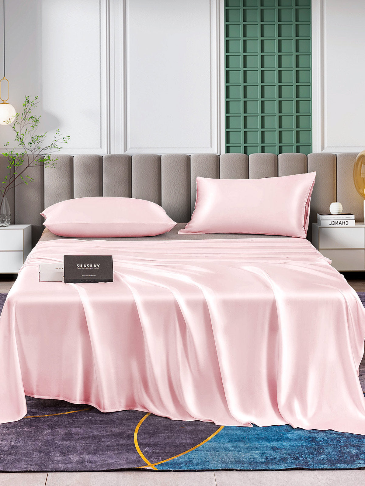 [Pink] SilkSilky-UK 25Momme Pure Silk Bedding Set 001